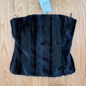 Black Faux Fur Tube Top Zara